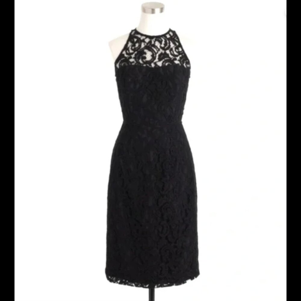 NWT J. Crew Women’s Pamela Leavers Lace Dress Black (0)